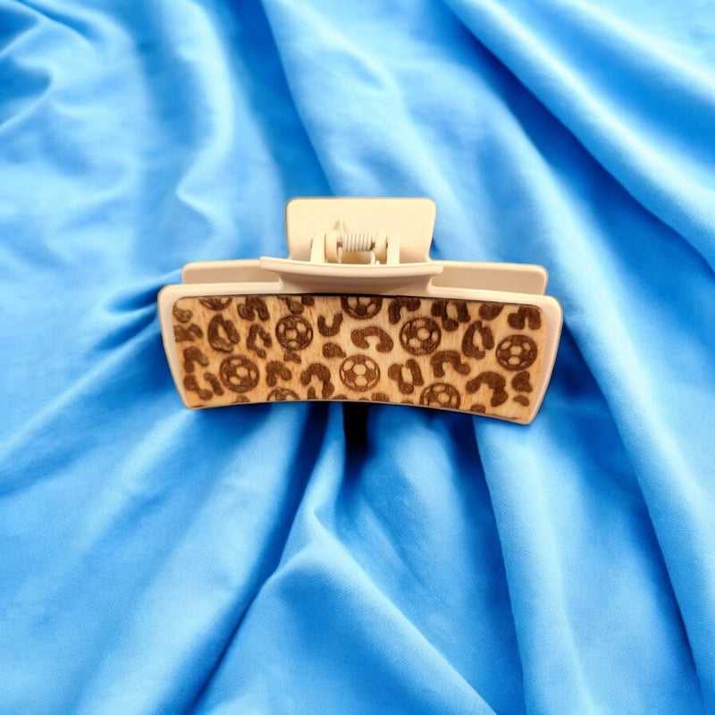 Large Soccer Cheetah Print Hair Claw Clip