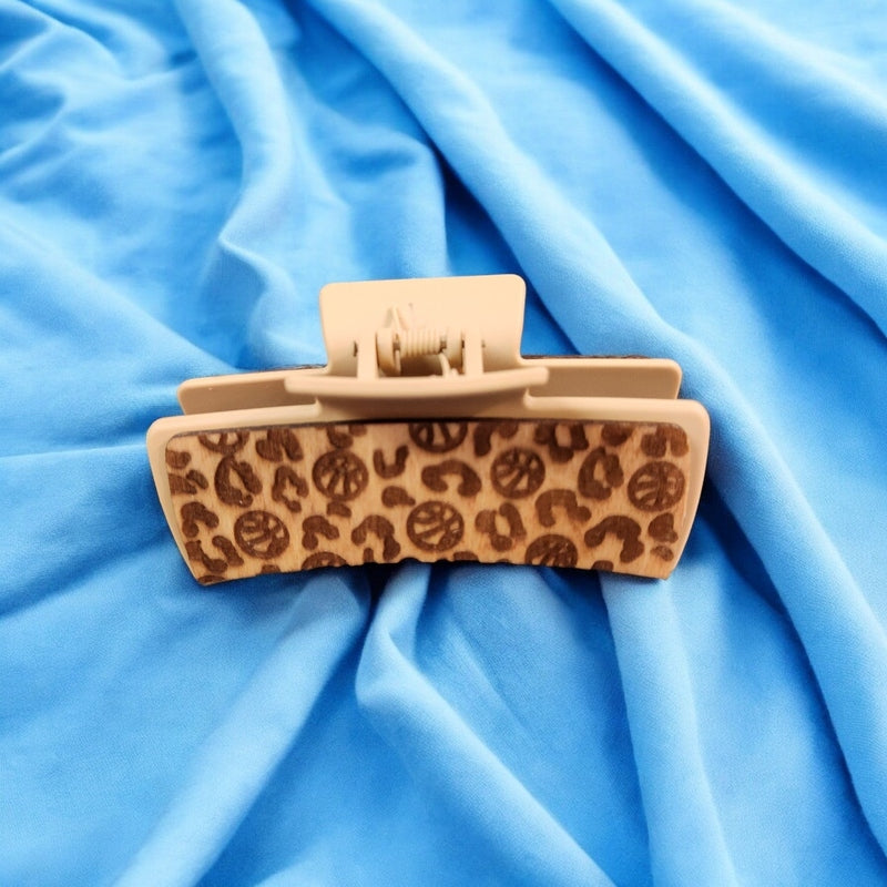 Large Basketball Cheetah Print Hair Claw Clip