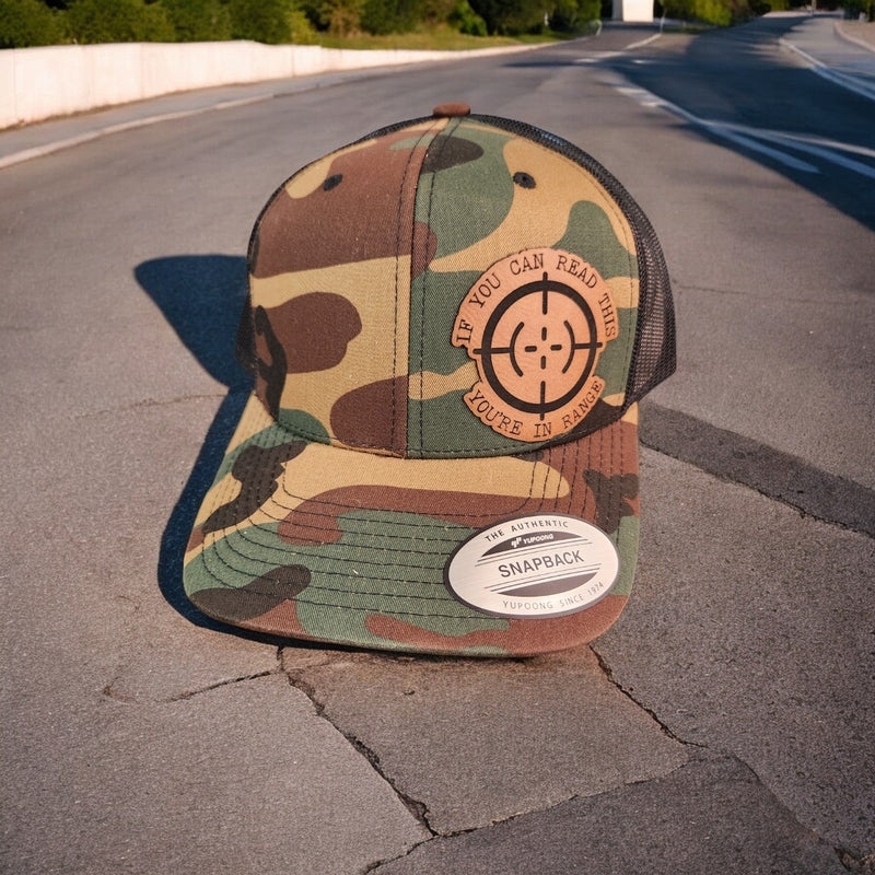 If You Can Read This, You're in Range Leather Patch Hat Camo