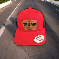 Thumbnail for Trump 2024 Fix America Again Leather Patch Hat Red/Black