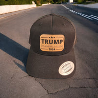 Thumbnail for Trump 2024 Fix America Again Leather Patch Hat Black