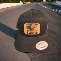 Thumbnail for Come and Take It American Flag AR Leather Patch Trucker Hat Black