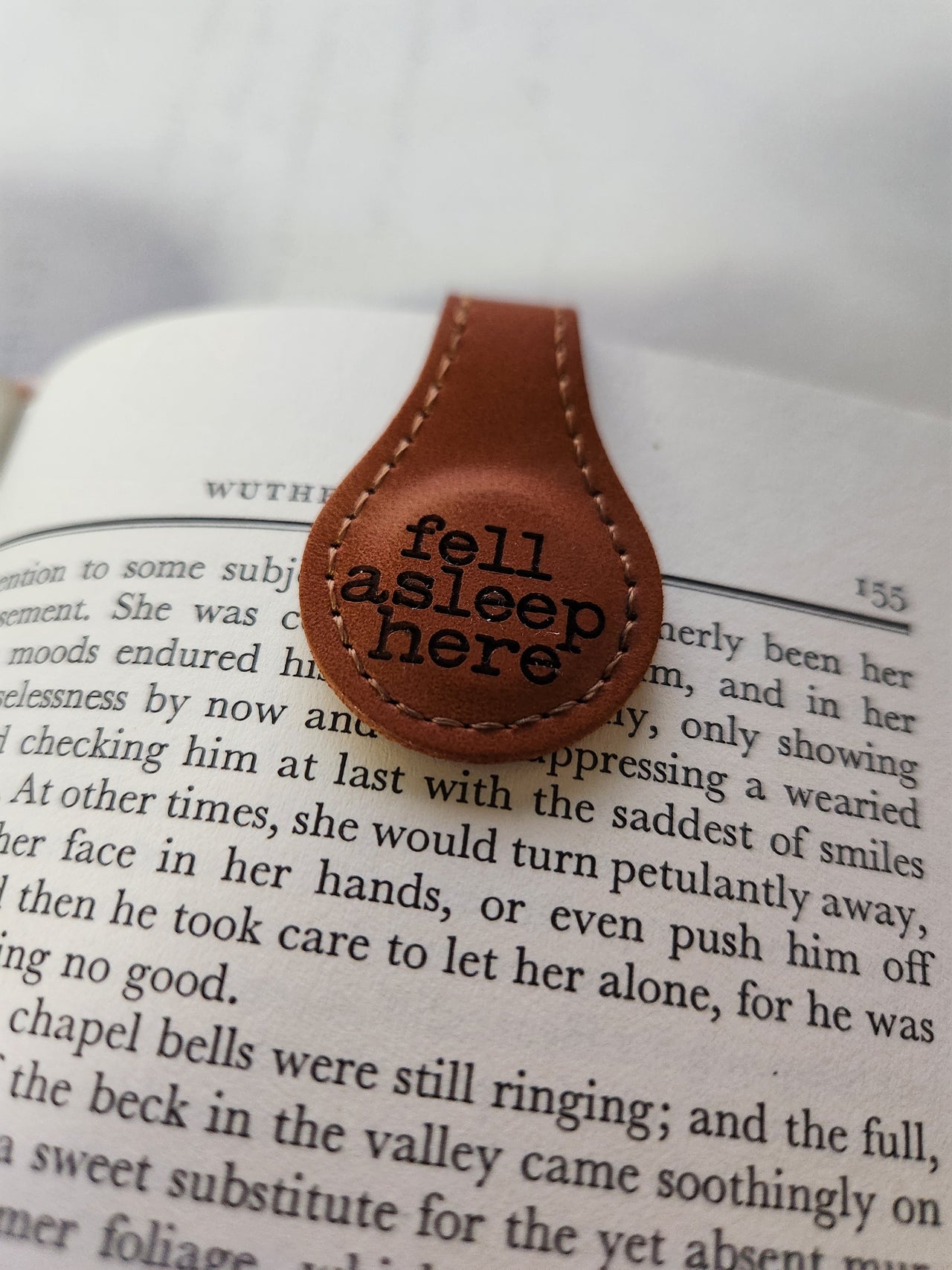 Fell Asleep Here Magnetic Leather Bookmark