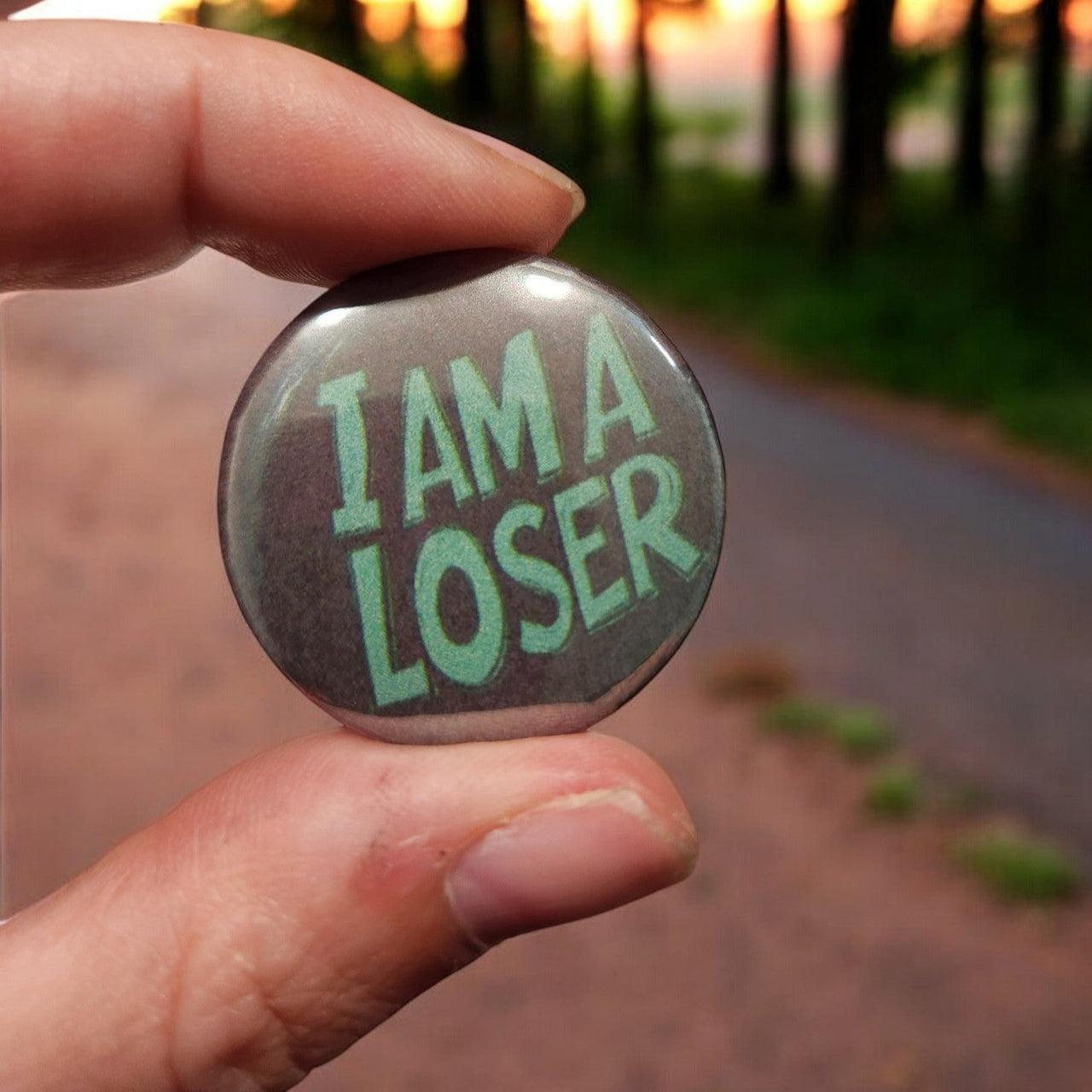 I Am a Loser - 1.25" Funny Pin-Back Button | Self-Deprecating Humor Statement Pin