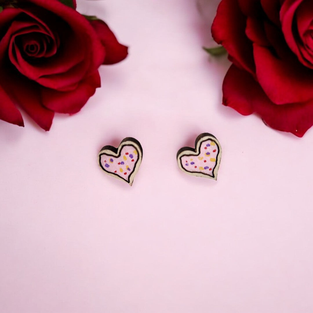 Heart Cookie Stud Earrings