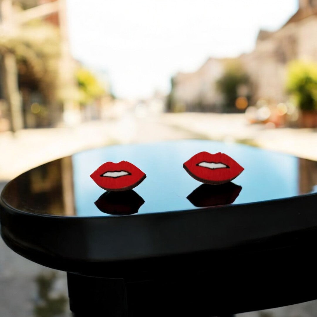 Bold Red Lips Stud Earrings