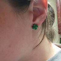 Thumbnail for Tiny Glitter Clover Stud Earrings – St. Patrick’s Day Jewelry