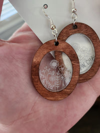 Thumbnail for Etched Wildflower Hoop Earrings – Wood & Acrylic Nature Jewelry