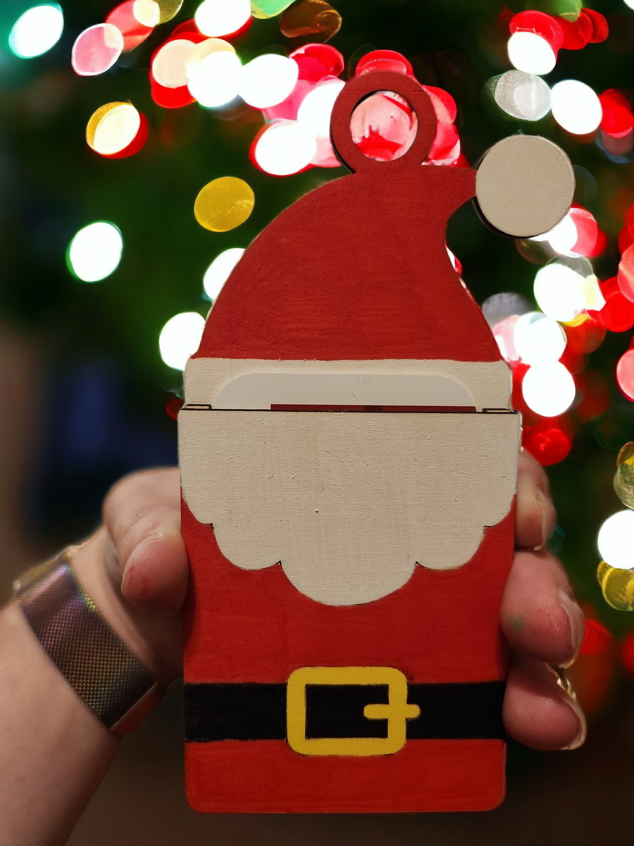 Hand-Painted Christmas Gift Card Holders Set - Santa, Present, Reindeer
