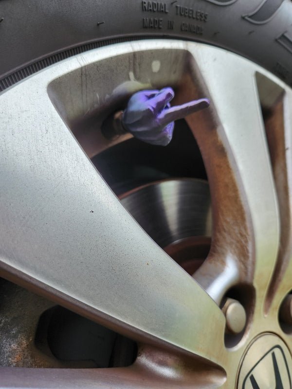 3D Printed Middle Finger Tire Caps - Funny Valve Stem for Cars - 3D Print - Charm and Char