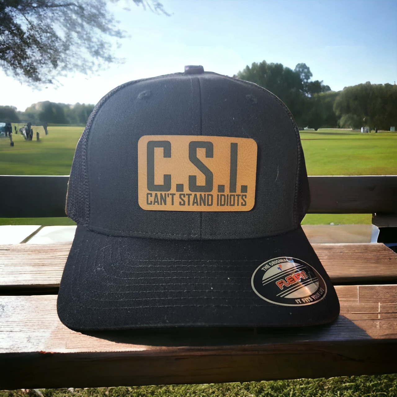 C.S.I. Can't Stand Idiots Leather Patch Trucker Hat