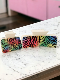 Thumbnail for Rainbow Pattern Tiger Stripes Hair Claw Clip