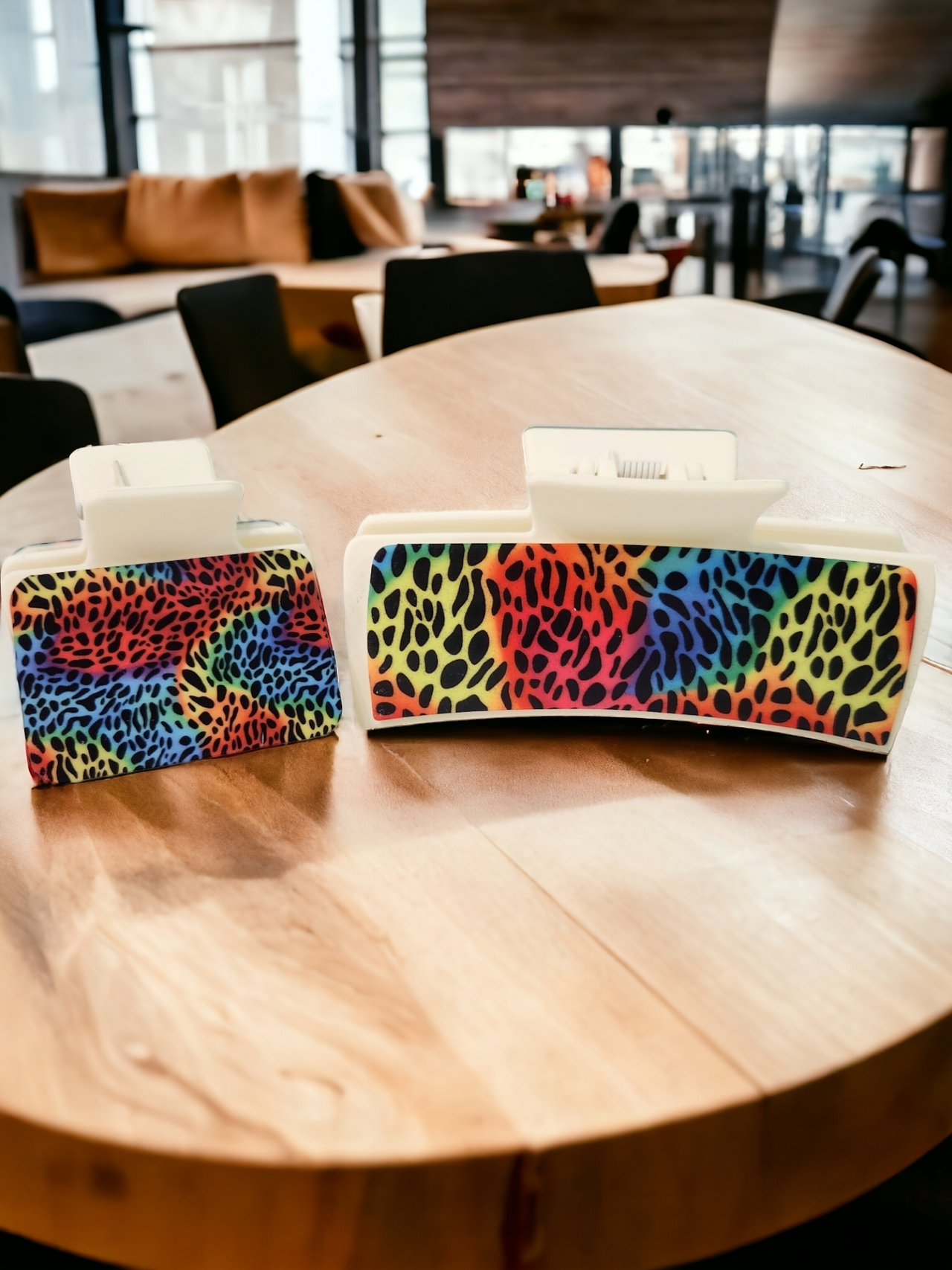 Rainbow Cheetah Print Hair Claw Clip