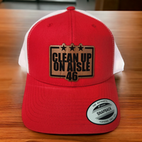 Thumbnail for Clean Up on Aisle 46 Leather Patch Trucker Hat