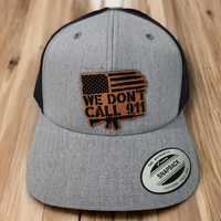 Thumbnail for We Don't Call 911 AR & American Flag Leather Patch Trucker Hat