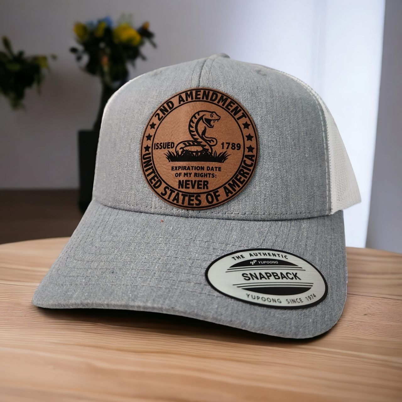 2nd Amendment - Don't Tread on Me Leather Patch Trucker Hat