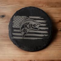 Thumbnail for Fish on American Flag Slate Coaster - Coaster for Fishing Lovers