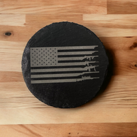 Thumbnail for Patriotic American Flag with Rifles Slate Coaster