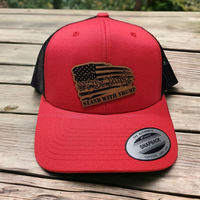 Thumbnail for We the People Stand with Trump Leather Patch Trucker Hat