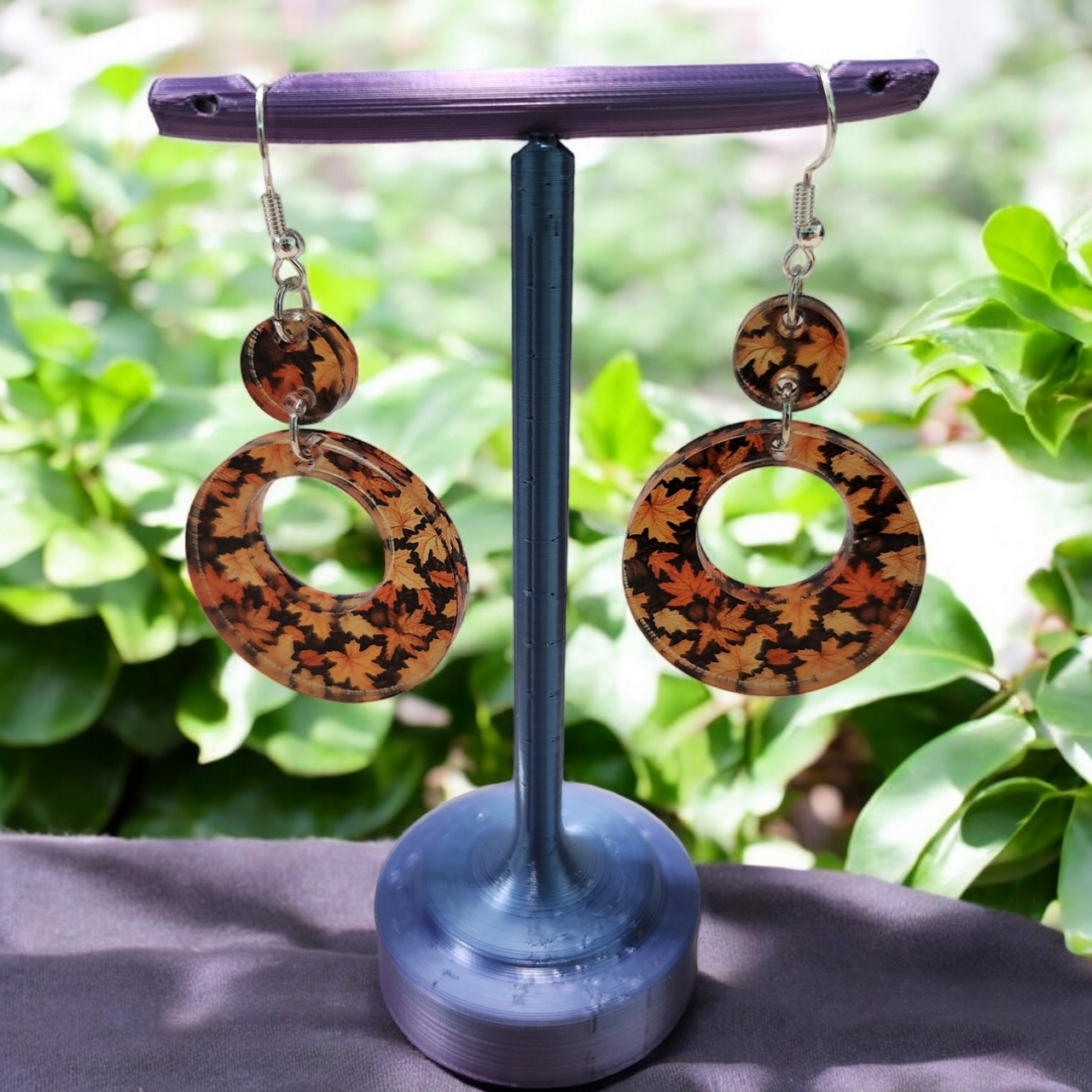 Autumn Leaves Acrylic Dangle Earrings - Hand Designed Seasonal Charm