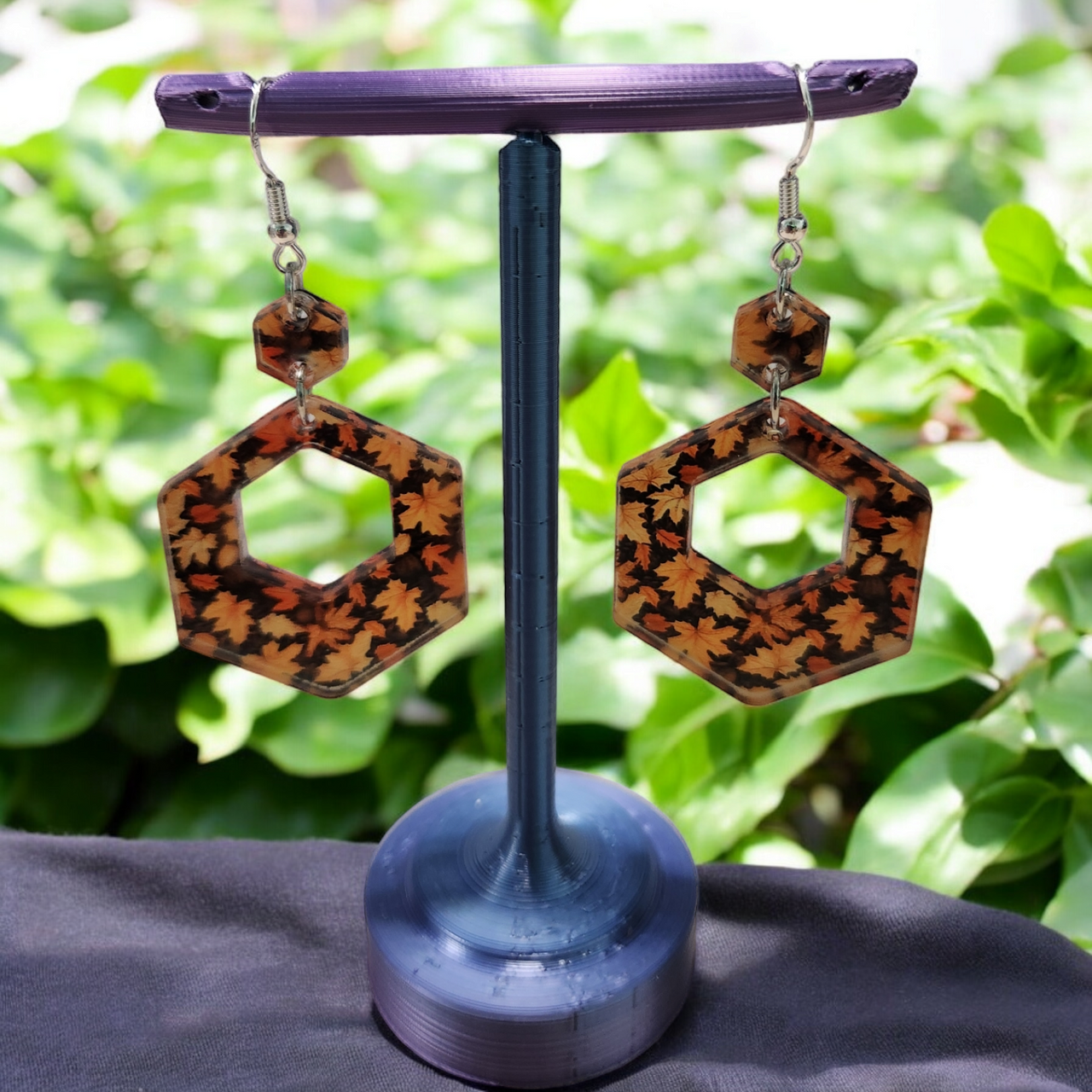 Autumn Leaves Acrylic Dangle Earrings - Hand Designed Seasonal Charm