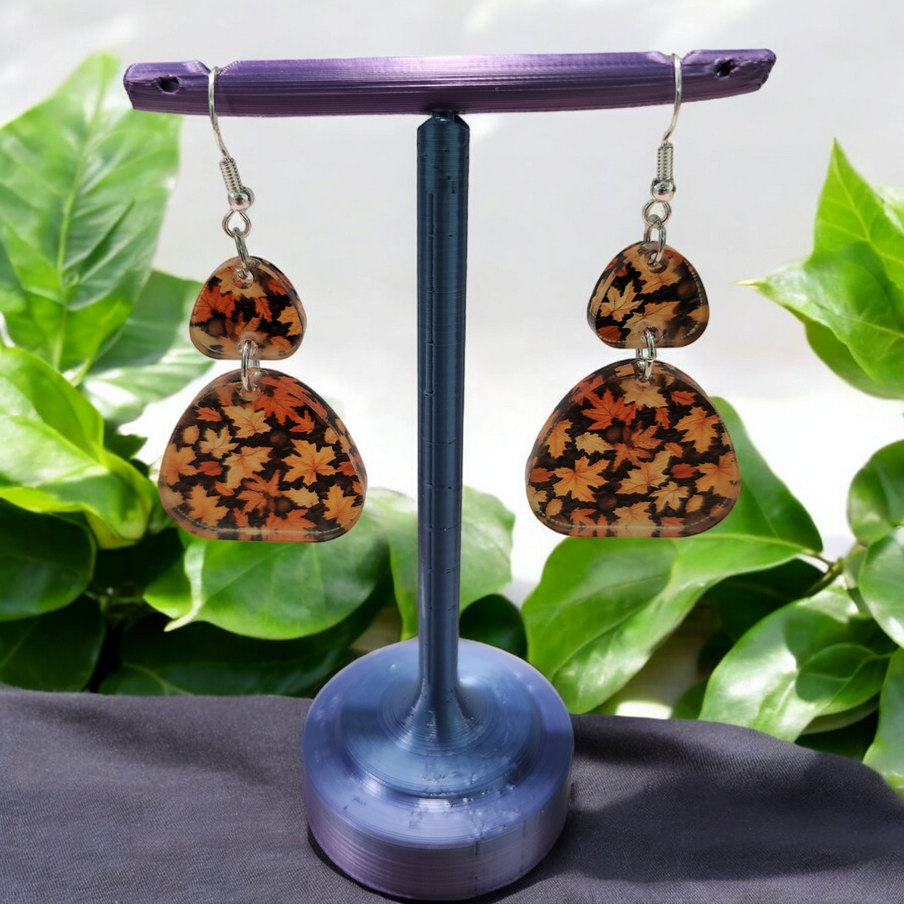 Autumn Leaves Acrylic Dangle Earrings - Hand Designed Seasonal Charm