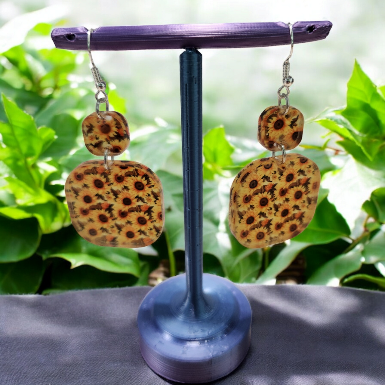 Sunflower Acrylic Dangle Earrings - Hand Designed Floral Delight