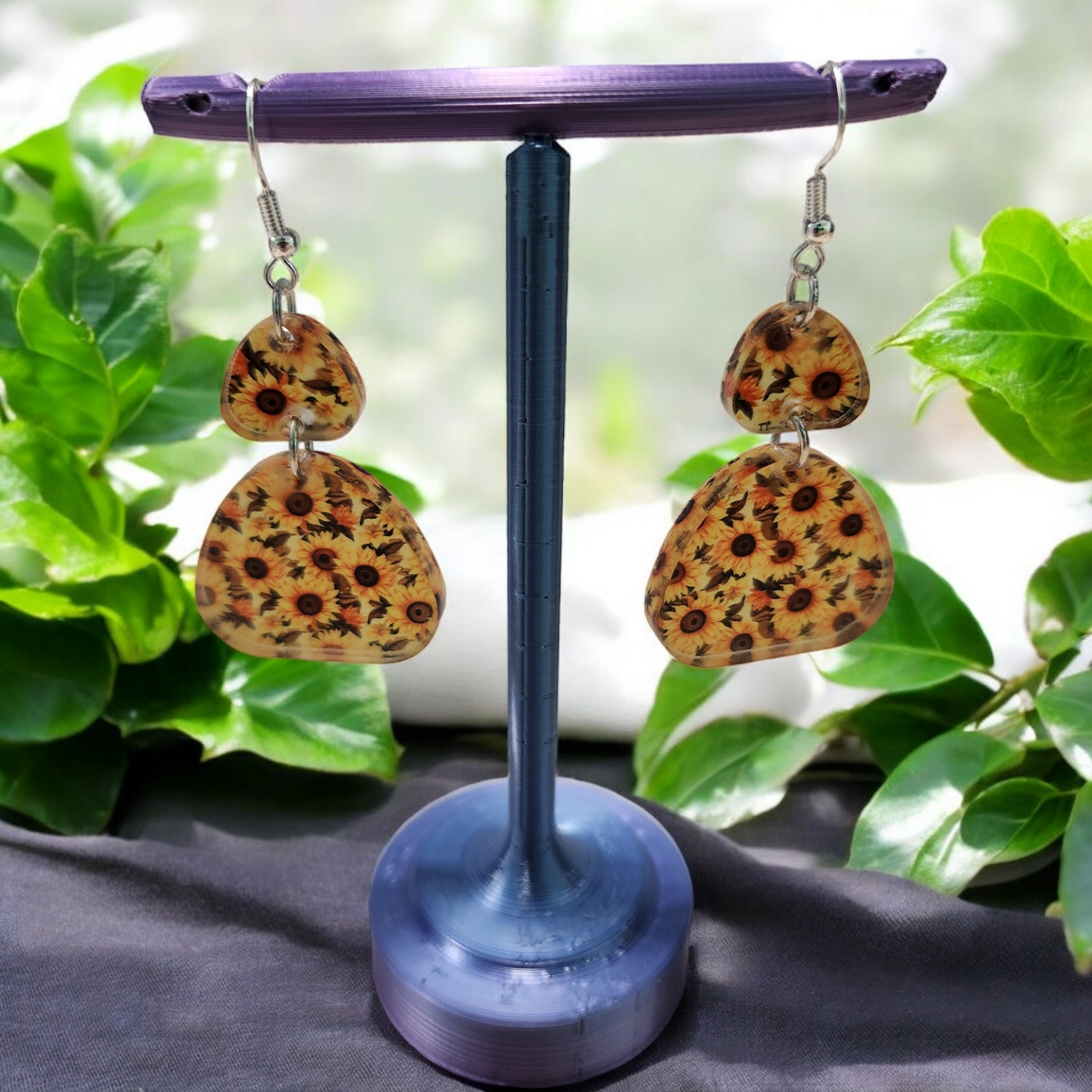 Sunflower Acrylic Dangle Earrings - Hand Designed Floral Delight