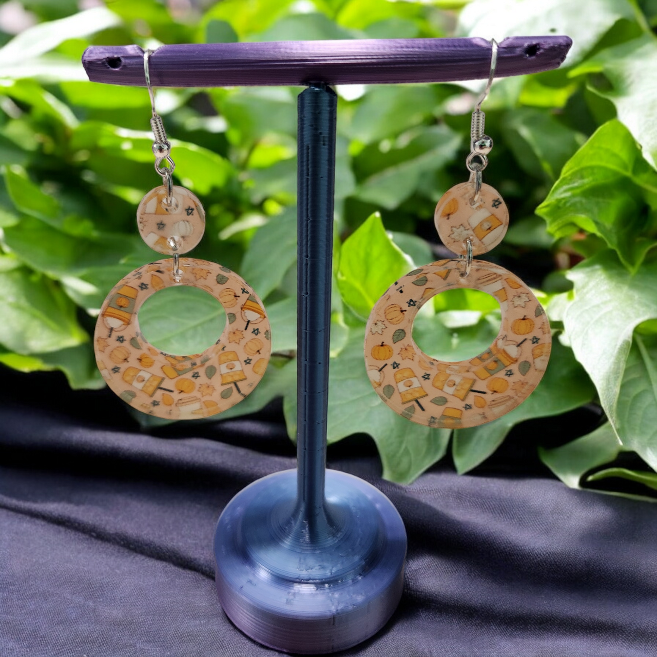 Pumpkin Spice Acrylic Dangle Earrings - Hand Designed Fall Fashion