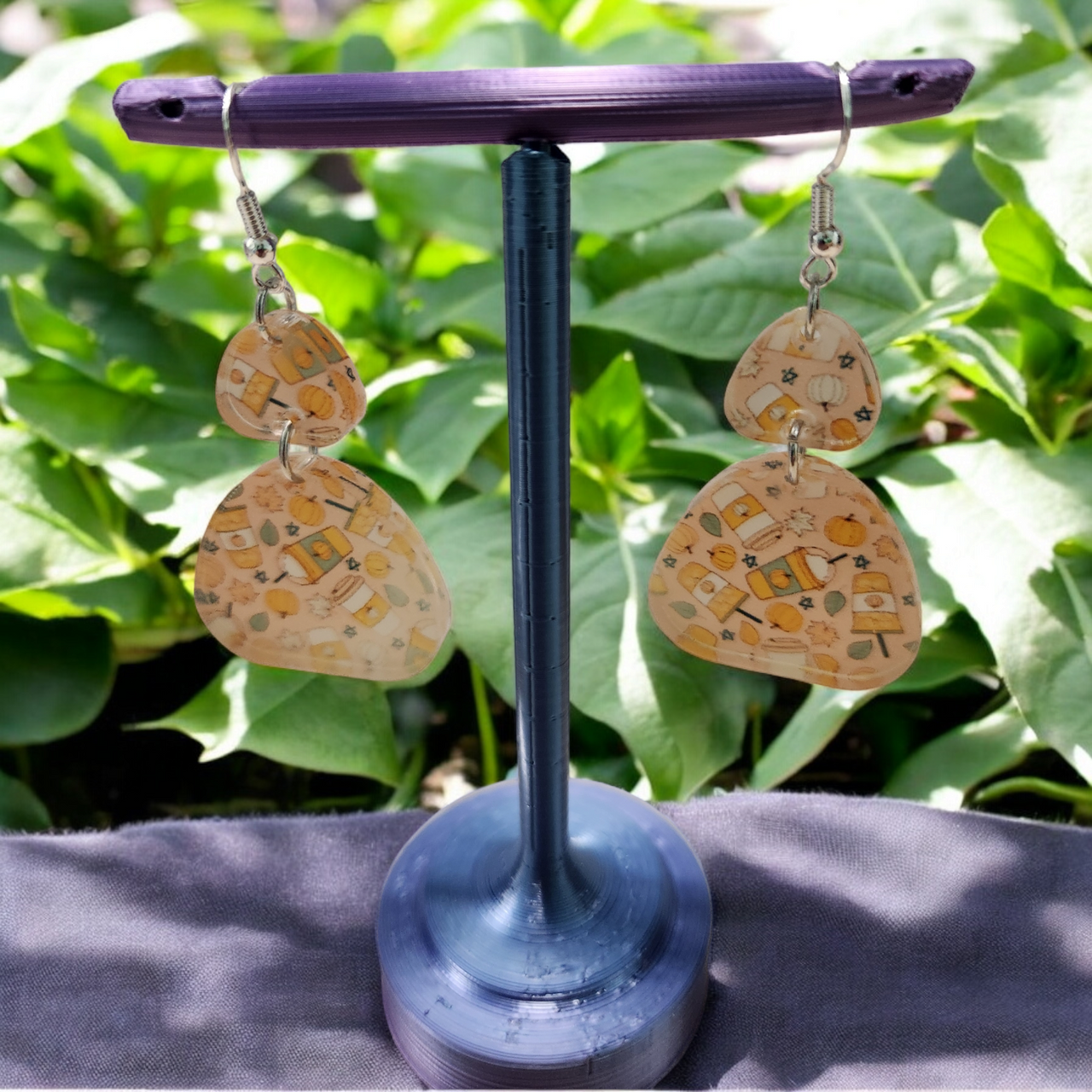 Pumpkin Spice Acrylic Dangle Earrings - Hand Designed Fall Fashion