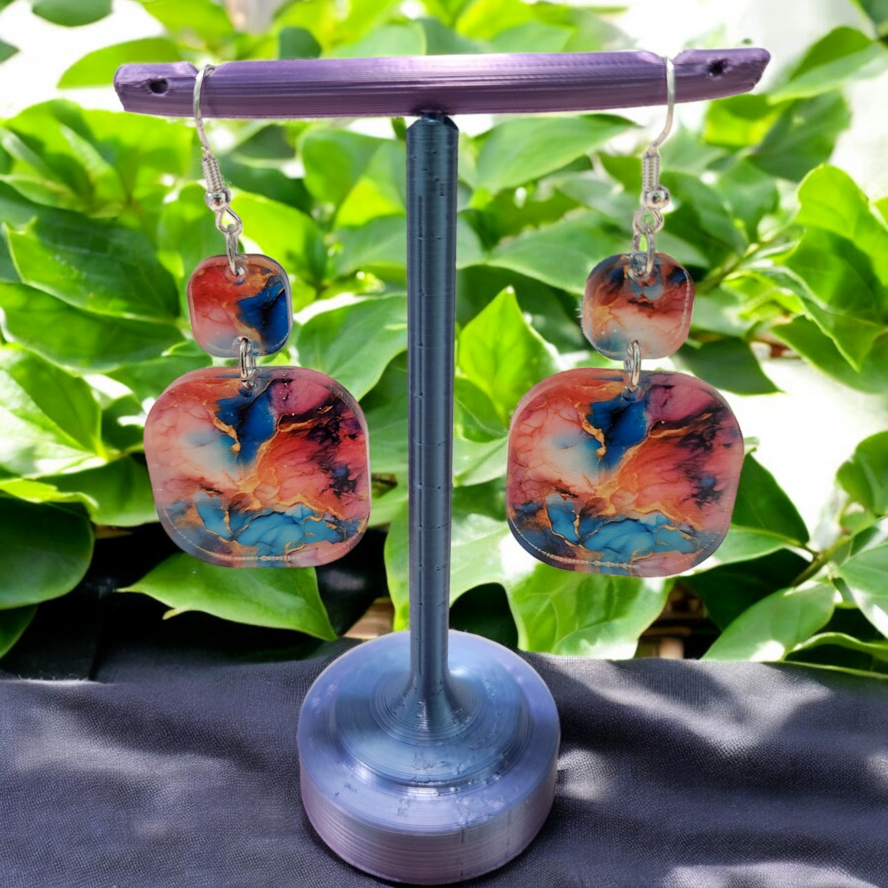 Alcohol Ink Acrylic Dangle Earrings - Hand Designed Artistry