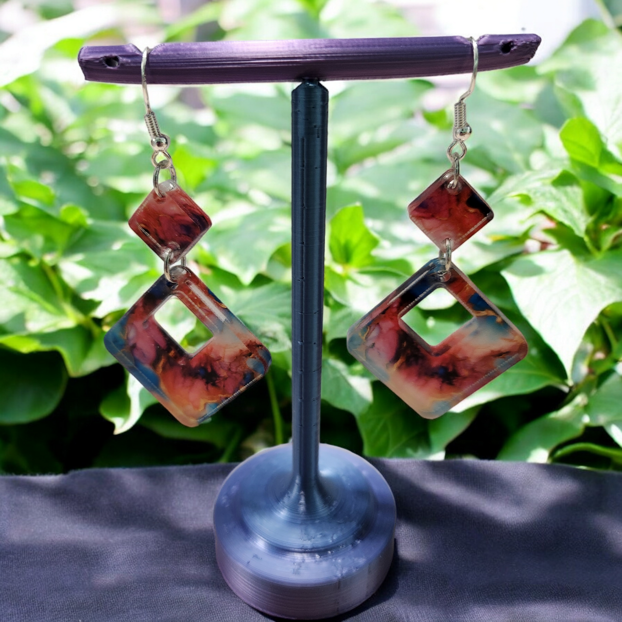 Alcohol Ink Acrylic Dangle Earrings - Hand Designed Artistry