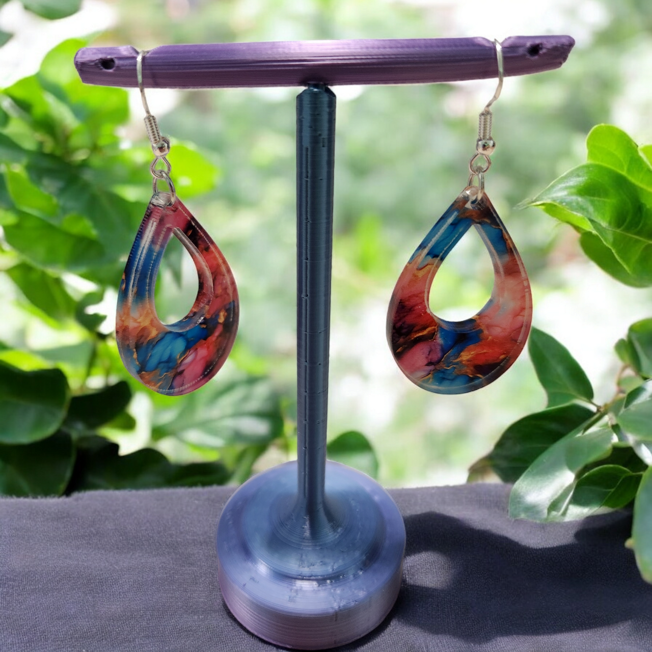 Alcohol Ink Acrylic Dangle Earrings - Hand Designed Artistry