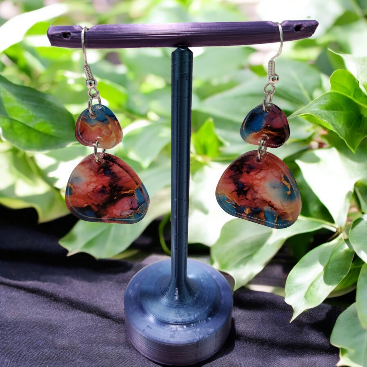 Alcohol Ink Acrylic Dangle Earrings - Hand Designed Artistry