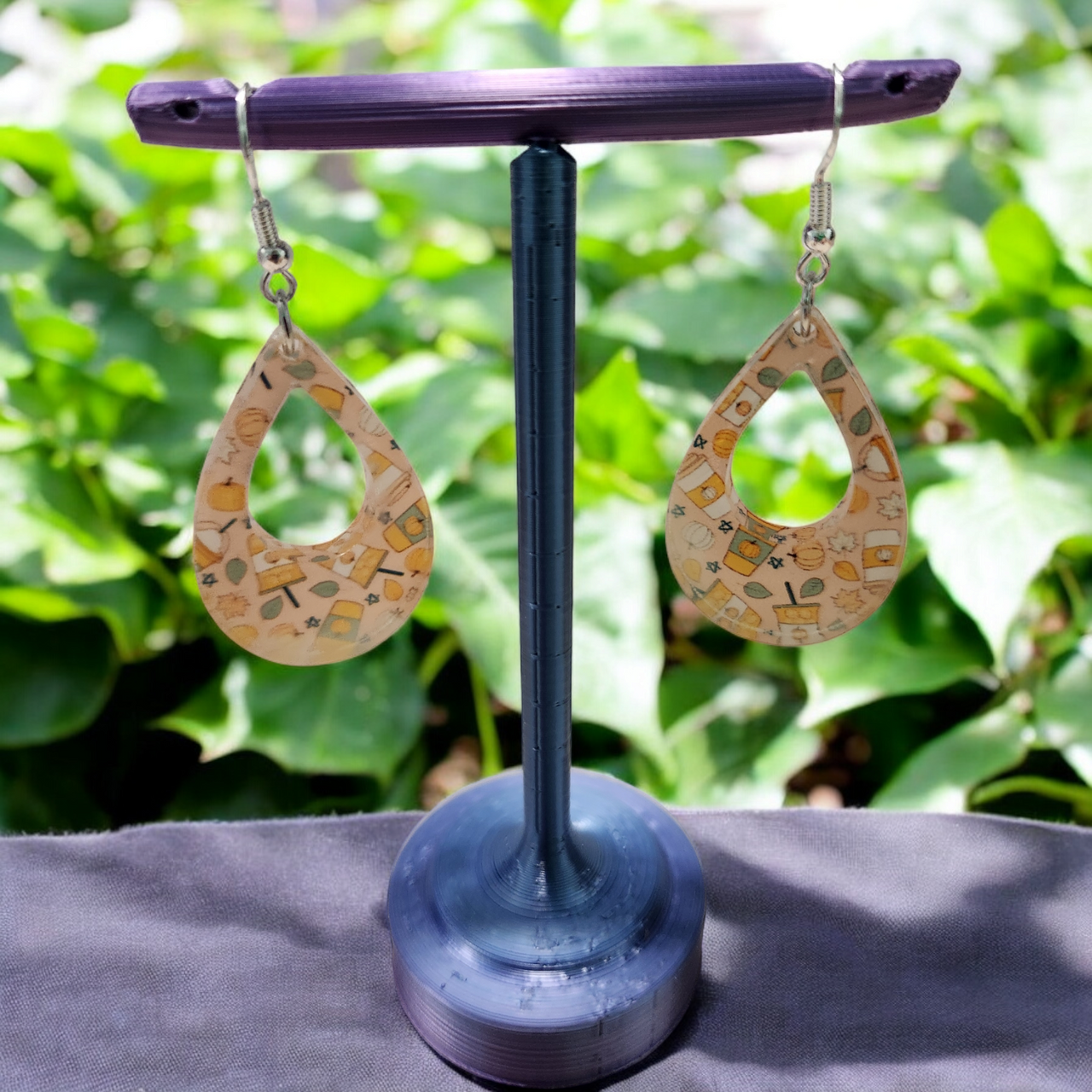 Pumpkin Spice Acrylic Dangle Earrings - Hand Designed Fall Fashion