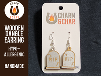 Thumbnail for RIP Grave Wood Dangle Earrings - Halloween Fashion Earring