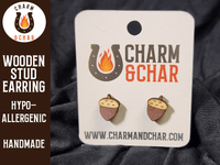 Thumbnail for Acorn Wood Stud Earrings - Autumn Fashion Earring - Stud Earring - Charm and Char
