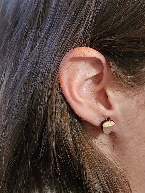 Acorn Wood Stud Earrings - Autumn Fashion Earring - Stud Earring - Charm and Char