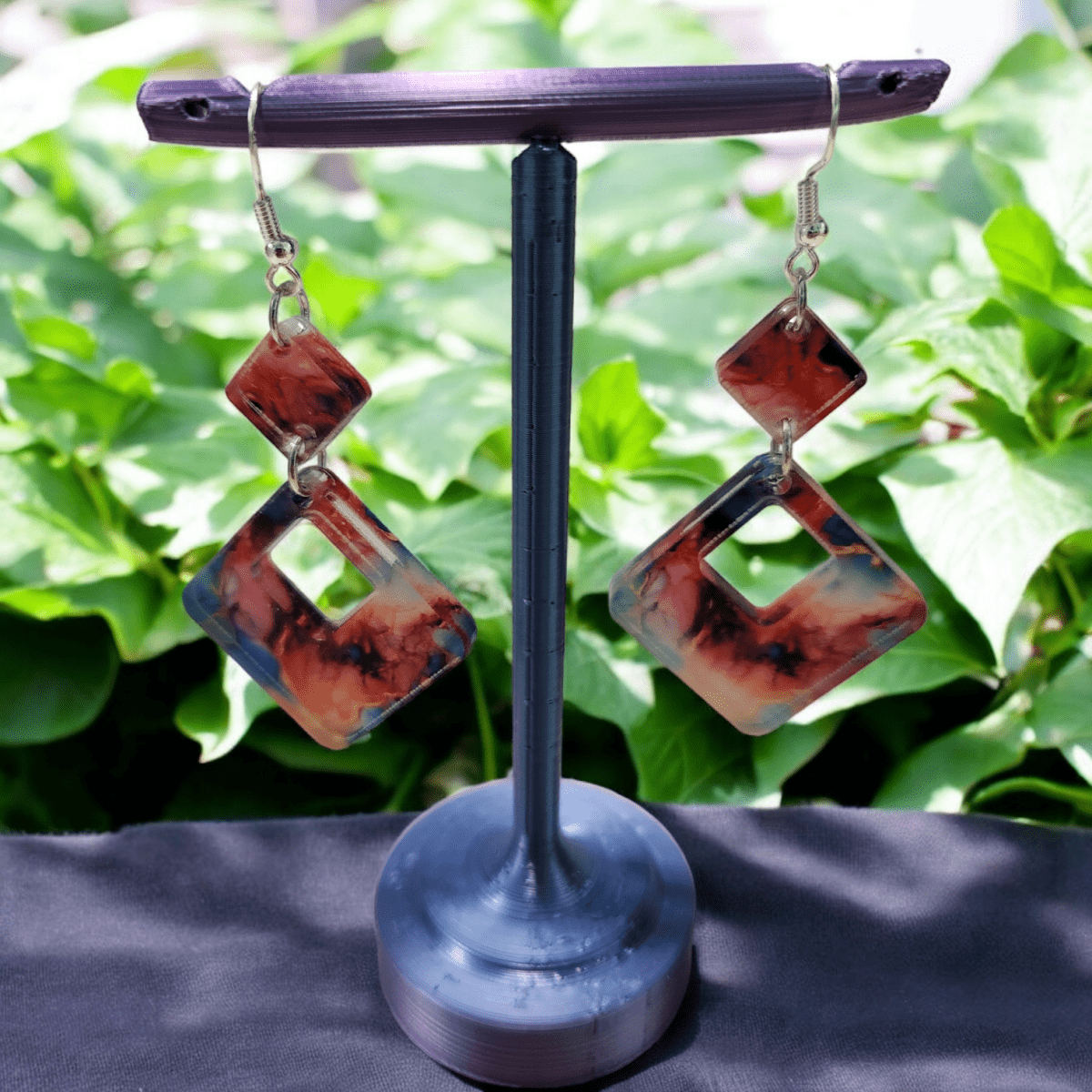 Alcohol Ink Acrylic Dangle Earrings - Hand Designed Artistry - Dangle Earring - Charm and Char