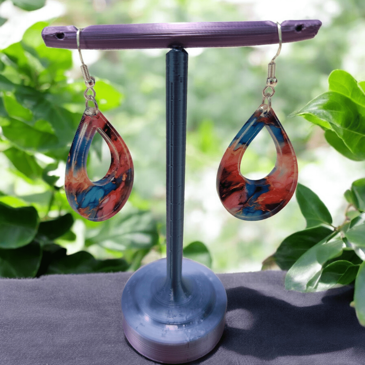 Alcohol Ink Acrylic Dangle Earrings - Hand Designed Artistry - Dangle Earring - Charm and Char