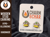 Thumbnail for Alien UFO Wood Stud Earrings - Outer Space Fashion Earring - Stud Earring - Charm and Char