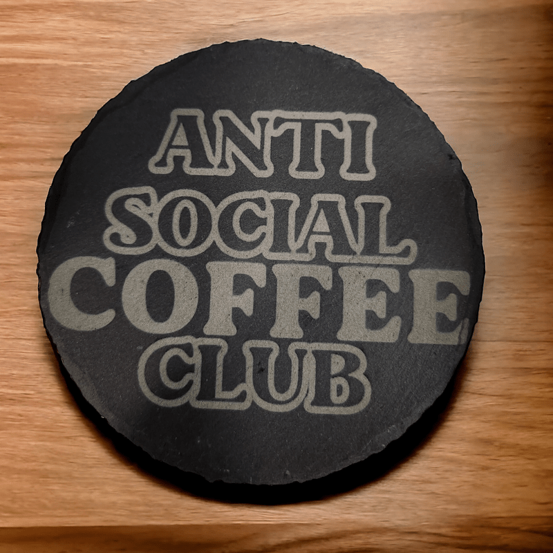 Anti - Social Coffee Club Slate Coaster - Slate Coaster - Charm and Char