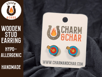 Thumbnail for Archery Target Wood Stud Earrings - Sports Fashion Earring - Stud Earring - Charm and Char