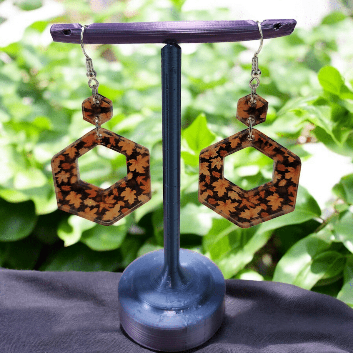 Autumn Leaves Acrylic Dangle Earrings - Hand Designed Seasonal Charm - Dangle Earring - Charm and Char
