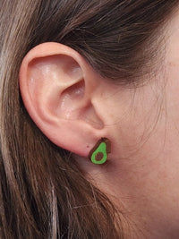 Thumbnail for Avocado Wood Stud Earrings - Fruit Fashion Earring - Stud Earring - Charm and Char