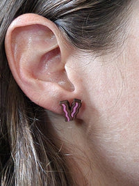 Thumbnail for Bacon Wood Stud Earrings - Food Fashion Earring - Stud Earring - Charm and Char