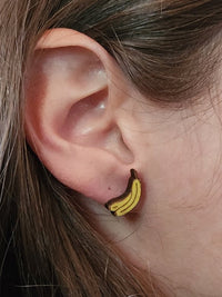 Thumbnail for Banana Wood Stud Earrings - Fruit Fashion Earring - Stud Earring - Charm and Char