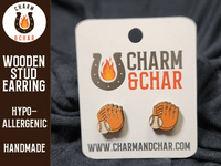 Thumbnail for Baseball Glove and Baseball Wood Stud Earrings - Sports Fashion Earring - Stud Earring - Charm and Char