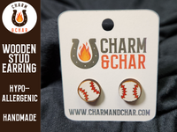 Thumbnail for Baseball Wood Stud Earrings - Sports Fashion Earring