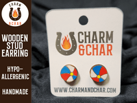 Thumbnail for Beachball Wood Stud Earrings - Summer Fashion Earring - Stud Earring - Charm and Char